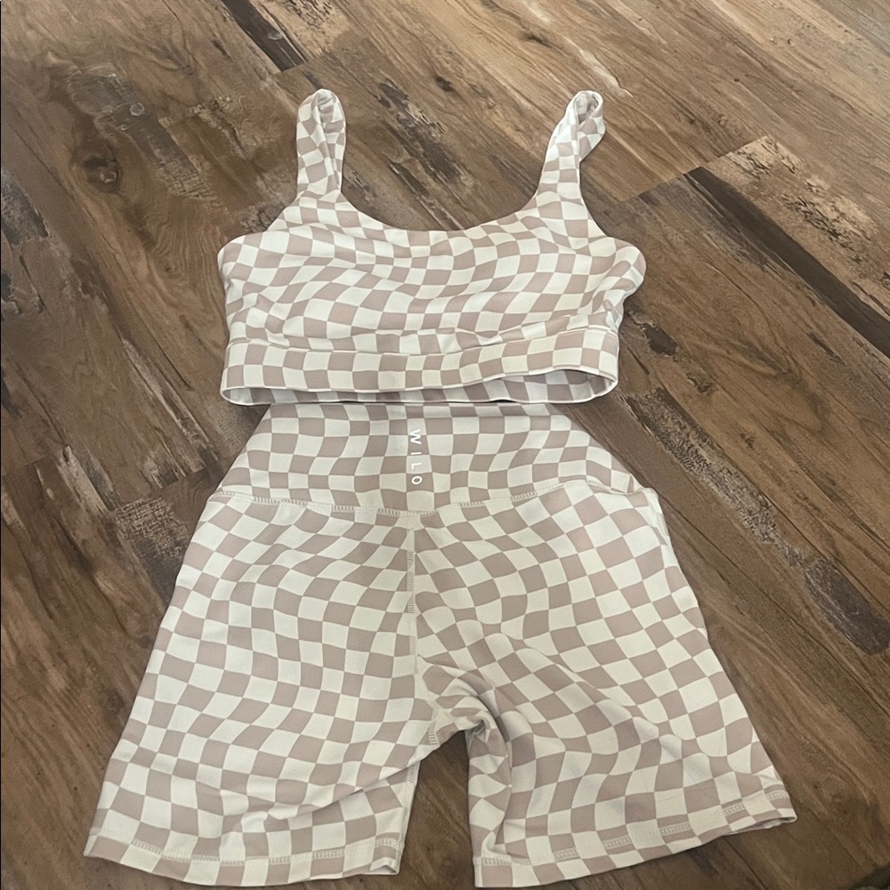 Checkered Women's Jumpsuit in Cream and White